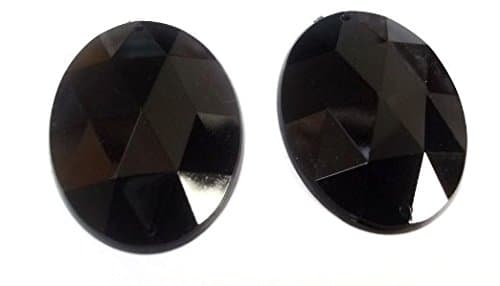 40mm Sew On Flat Back Oval Acrylic Crystal Bead For Craft Shoes Bags 6 pieces (Black)