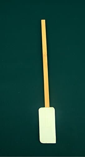 KSC-Narrow Rubber Jar Scraper Spatula-Bamboo Handle-9 3/4 long-White by Kitchen Supply