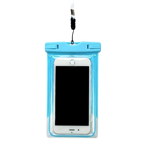Underwater camera waterproof mobile phone touch screen mobile phone universal bag transparent bag outdoor luminous beach riding waterproof jacket, seal three protection, and fluorescent effect send lanyard, motion arm belt. (blue)