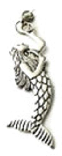 SILVER PLATE LARGE 3D MERMAID ON A SILVER PLATE CHAIN CLIP ON CHARM -PENDANT NECKLACE- FREE P&amp;P