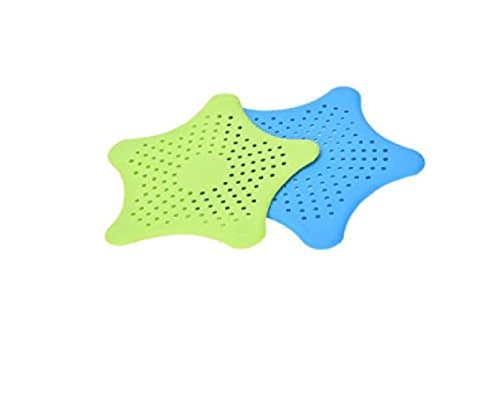 Harlem H-Pack of 2 Starfish Silicone Drain Protector Suction Cups Drain Cover Hair Catcher Sink Strainers,Blue &Green
