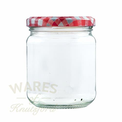 36 x 8 oz (228 mls.) Jam Jars with a choice of seven coloured lids (red gingham)