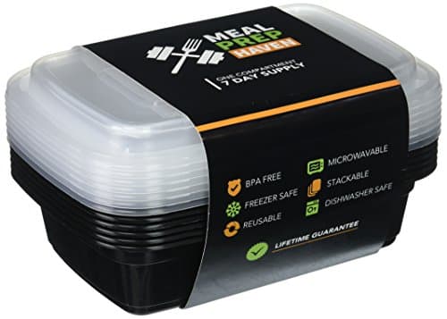 Meal Prep Haven Food Containers with Lids for Portion Control - Stackable, Leak Proof, Microwave, Dishwasher Safe, Reusable (7 Pack)