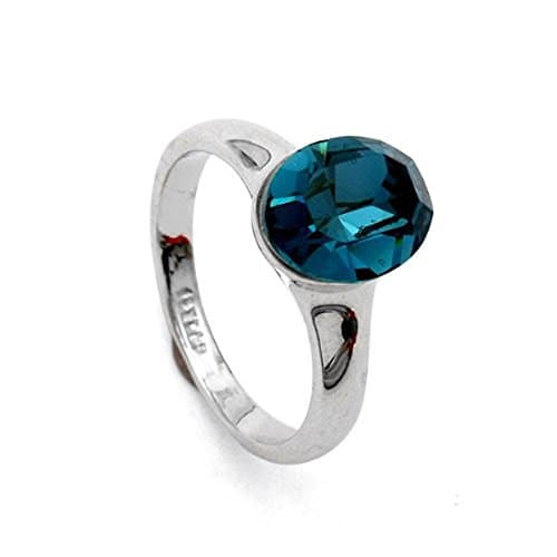 18ct White Gold Finish Ring with Sapphire Swarovski Elements