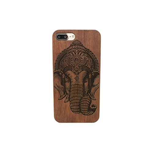 Iphone 7 Plus Case,CARYYCY Unique Natural Hardmade Wood Protective Cases With PC Shockproof Protective Wooden Cover Cases for Apple iPhone 7 5.5 inch (Elephant)