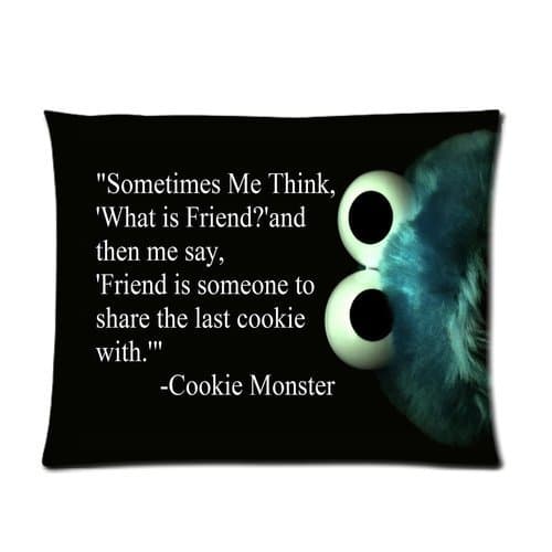 Custom Comfortable Style Zippered Pillowcase, Funny Cute Cookie Monster PillowCase Pillow Cases Covers Standard Size 20"x26"(two sides) Cushion Cover Sofa Bed PillowCases Cover