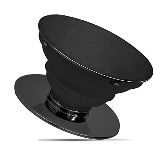 iAmotus Pop Out Phone Grip and Stand, Multi-Function Aluminum Mobile Phone Holder for iPhone 8, iPhone X, Note 8, Smartphones and Tablets (metal-black)