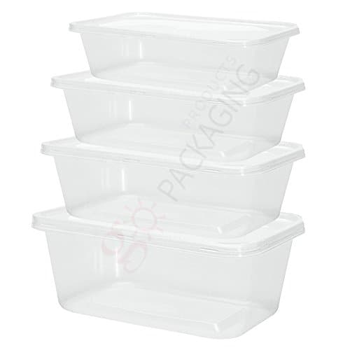 Food Containers Plastic Takeaway Microwave Freezer Safe Storage Boxes with Lids (20, 750ML)