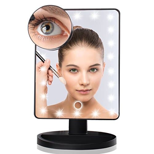 Magnifying LED Makeup Mirror with 21 Natural Warm and White LED Lighting with 10x Magnification Spot Mirror-Light Weight and Portable. Easy to use and clean.