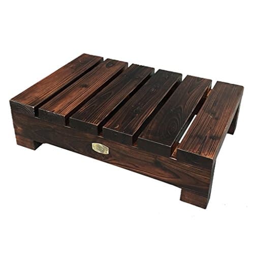 Flower racks, Carbonized wood Antiseptic wood Step by step Steps bench balcony bathroom Pedal gardening Short stool 60 × 40 × 16CM