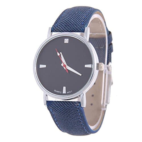 GAOHL Denim strap with silver shell ladies quartz watch , blue