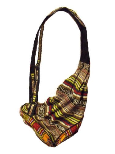 Red and White Patterned Folding Rucksack/Shoulder Bag/Pillow - Fairtrade - Handmade