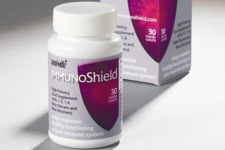 ImmunoShield immune boost supplement with Wellmune 1,3 1,6 beta glucans and beta sitosterol. 30 caplets