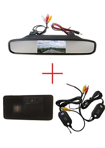 FUWAY Wireless CCD Car Rear View Reverse Camera for BMW E81 E87 E90 E91 E92 E60 E61 E62 E64 X5 X6, with 4.3 Inch Color LCD TFT Rear View Mirror Monitor Screen