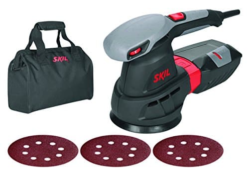 Skil 7455AD Variable speed random orbital sander 125 mm with dust collector and vacuum attachment in transport bag (430W, Dust collector full indicator, Accessories: 3 pcs. Sanding paper)
