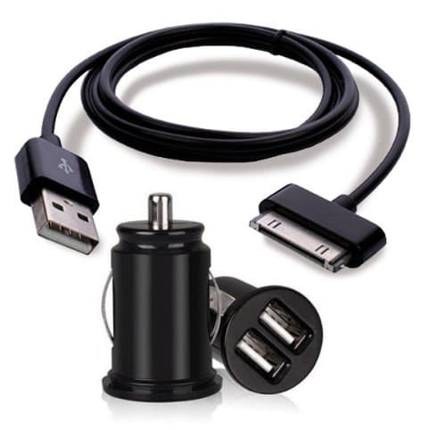 TheTransporterUK - 3M Metre/Meter Extra Long (Black) Data Sync USB Charger Cable + Dual Port Car USB Charger For Samsung Note 10.1 N8000 N8110 Samsung Galaxy Tab 2 10.1 P5110 &amp; 7.1