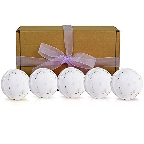 Bath Bombs Gift Set - Handmade in UK - 5 x 210g Mega Fizzies with Essential Oils Natural Aromatherapy Gifts Set (Lavender)
