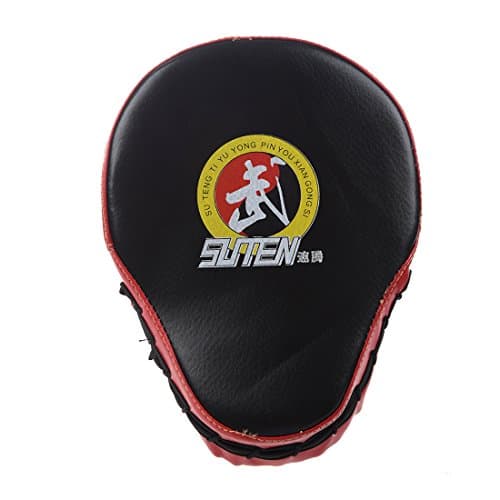 SUTEN PU Leather Boxing Sparring Mitt Training Target Focus Punch Pad Glove Muay Thai Sanda Kick MMA Taekwondo Black