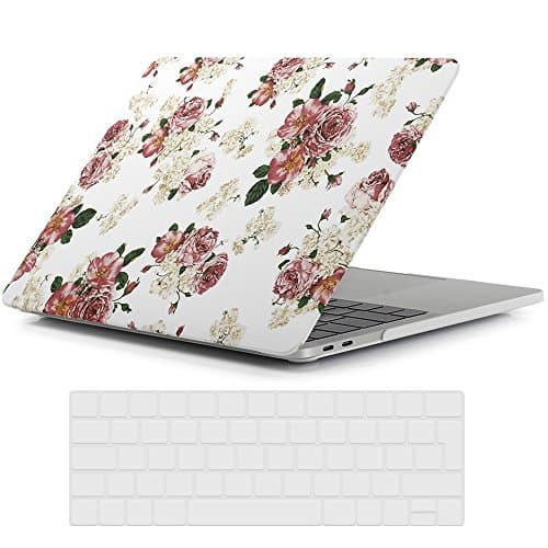 RYGOU Flower Pattern Hard Case with Clear Keyboard Skin for Macbook Pro 13 inch with Touch Bar and Touch ID Model:A1707 (Released in Oct 2016)
