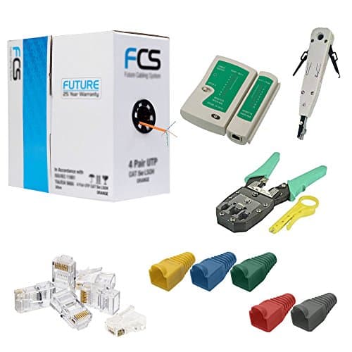 305M RJ45 Cat5e Ethernet Network Cable Tester Crimping Tool Connectors Boots Kit