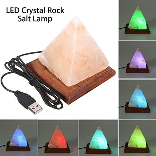 Pegasus USB Pyramid Air Purifier Energize Ionized Rock Salt LED RGB Night Light Table Lamp