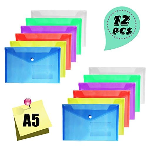 Plastic Wallets - a5 Plastic Wallets Plastic Folder Files Document Wallets Popper Folders File Organizer Clearview Assorted Colour ( 12 pcs )