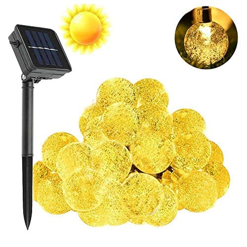 Agooding 20FT/6M Solar Christmas Decorative String Lights, 30 Leds Crystal Bubble Globe Lighting for Outdoor, Garden, Christmas Tree, Wedding, Party and Holiday Decorations(Warm White)