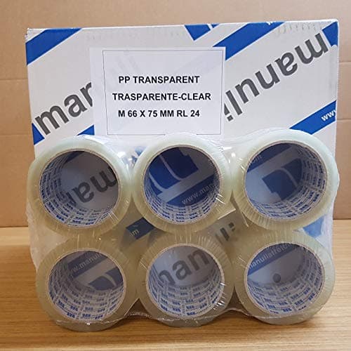 iDEALS UK PACKAGING LTD Huge rolls extra wide heavy duty packing tape parcel tape cellotape for moving boxes large strong 75mm x 66m 3'' - Pack of 6 Rolls (Clear)