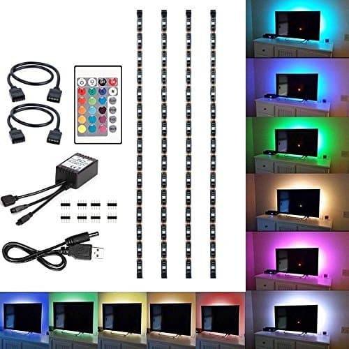 Led Strip Light,ALISAM 4x 50CM-30LED Strips with Remote Control,5V USB Mood Light RGB Multi Color LED Strip Light TV Backlight Remote Control
