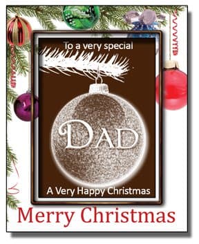 Christmas Chocolate Bauble card with Name - Dad
