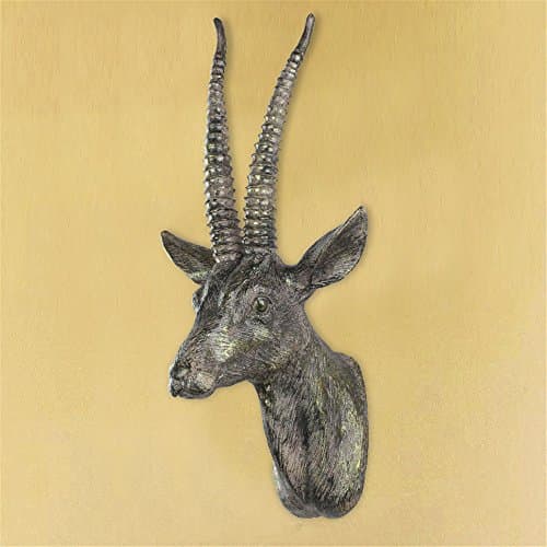 3D Wall Sculptures Deer wall hangin Simulation deer head sculpture Animal wall hanging European style creative antelope deer rhinoceros head hanging Wall decoration Living room bar wall three-dimensional animal head Wall pendant Wall vintage decoration pendant ,Resin carving crafts(Size in the last picture) ( Color : Golden antelope )