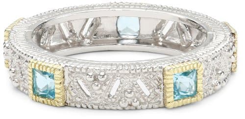 Judith Ripka Estate Square Blue Topaz Ring, Size 6