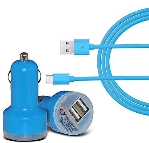 USB Type C Car Charger For Samsung Galaxy S8 Plus , Dual USB Bullet Car Charger with Type C USB Cable Sync &amp; Charge Travel Adaptor Charger 2 in 1 Pack for Samsung Galaxy S8 Plus and All Other Type C Supporting Devices (Blue)