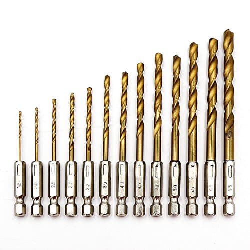 MINHER 13pcs HSS Spiral Drill Set with Hexagonal Shaft Set Drilling Substitute Wood Wood Drill Micro Drill bit 1.5-6.5 mm