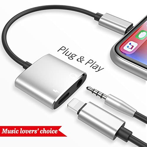 Lightning to 3.5mm Adapter Adaptor for iPhone X 10 8/8 Plus 7/7 Plus iPad Connector AUX Converter Earphone Adaptor Accessories Headphone Cable Splitter Accessories Metal Audio Jack Headphone Cable Earbud Adapter Support iOS 11 Later (Black)