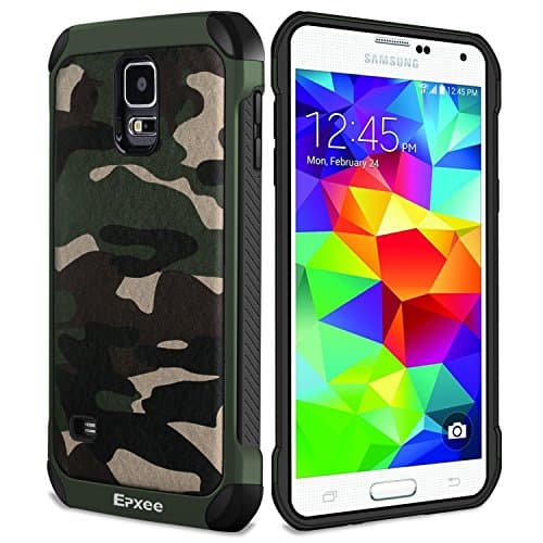 Epxee Galaxy S5 Case, Shockproof Heavy Duty Protective Silicone Bumper Phone Case Cover for Samsung Galaxy S5/S5 NEO - Camouflage
