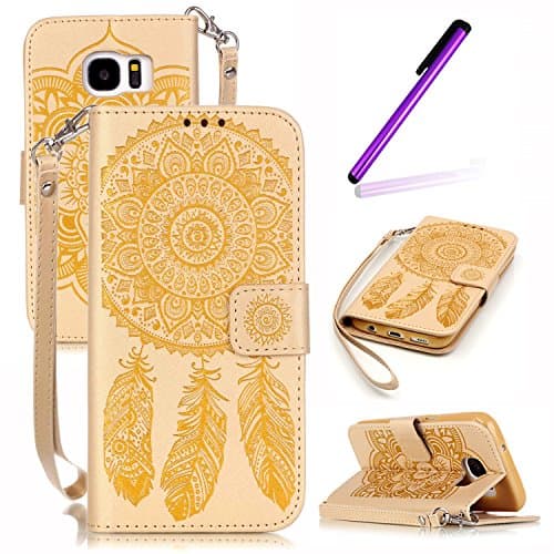 Samsung Galaxy S7 Edge Case,Galaxy S7 Edge Case,Samsung Galaxy S7 Edge Cover,EMAXELERS Samsung Galaxy S7 Edge Wallet Case Elegant Red Pink Rose Campanula Flower Pattern PU Leather Flip Protective Magnet Case Cover with Stand Card Holder for Samsung Galaxy S7 Edge with 1 x Stylus,Yellow Campanula Yellow Case