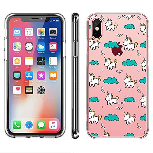 iPhone X Case,iPhone X Cover,Ticase Ultra Slim Fit [Anti Scratch] Transparent Clear Crystal Soft TPU Silicone Gel Case with Creative Cartoon Pattern Painted Cover for Apple iPhone X (2017 Release) Protector - Cute Unicorn