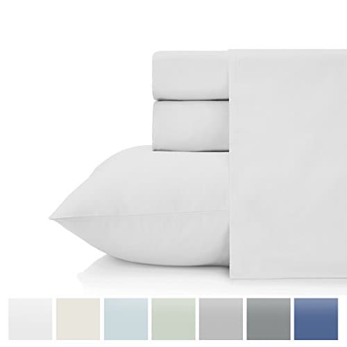 KRISTEX Comfortable 500 Thread Count Bed Sheet Set, 100% Long Staple Pure Natural Cotton Sateen Weave, Soft Luxury High TC Sheets Hotel, Home Bedding Sets (White, Queen)