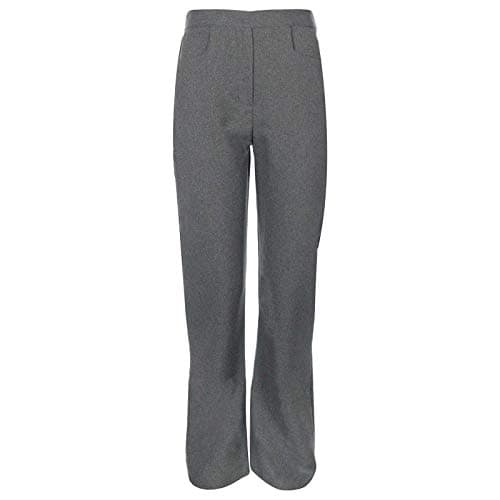 Girls Back To School Pull Up Half Elasticated Waist Trousers Kids Toddlers Children Junior Stretch Waistband Casual Formal Uniform Plain Nursery Pull On Pants Bottom Legging Size 2-13 Years