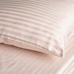 500 Thread Count Sateen Stripe Egyptian Cotton Pillow Case Blush (King)
