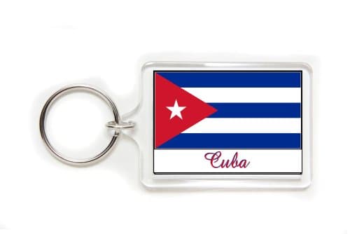 Souvenir Cuba Cuban Flag Double Sided Acrylic Key Ring Medium Keyring Keychain Stocking Stuffer