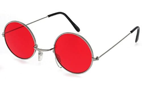JOHN LENNON/OZZY OSBOURNE SUNGLASSES: Red Lens/Silver Frame