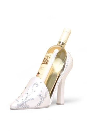 Peachy Kitchen Wedding High Heel Bottle Holder, 7" x 4" x 12", White