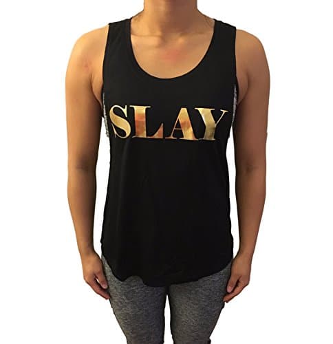 Women's Workout "SLAY" Gold Logo Tank Top (medium)