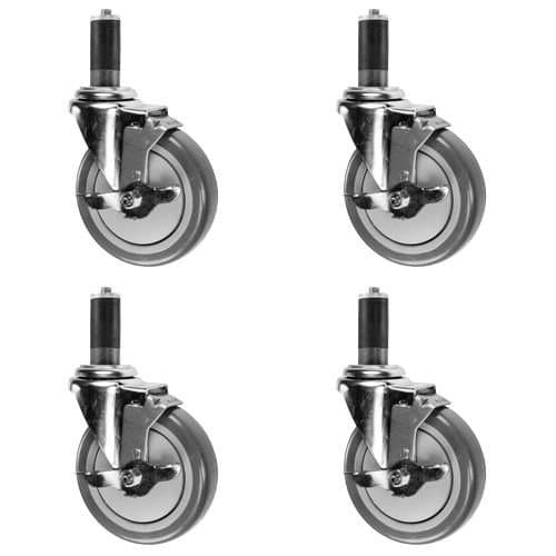Service Caster SCC-EX20S514-PPUB-TLB-MTG41-4 Work Table Tube Legs Casters with 7/8" Expanding Stem Caster and Brake, 5" Polyurethane Wheel (Pack of 4)