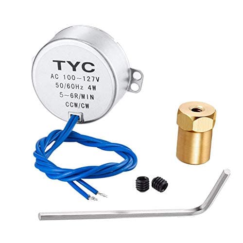 Electric Synchron Motor with 7mm Flexible Coupling Connector, Turntable Motor 100-127 VAC 50/60 Hz 4W MIN CCW/CW Direction for Cup Turner, Cuptisserie, Tumbler Cup Rotator, Drying the epoxy, Rod Dryer