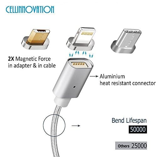 1.5 Meter Rapid 3-in-1 Magnetic Lighting USB Cable For Charging &amp; Data Transmission Certified by CE, FCC &amp; RoHS – 5 ft High-Speed Nylon Charging Cable iPhone &amp; Android - Type-C, Micro USB, Lightning