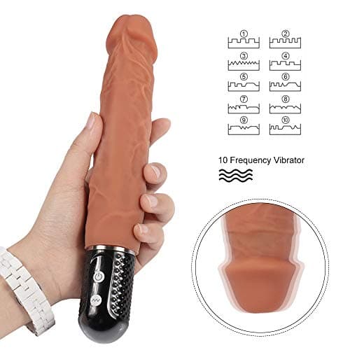 CEERR Multifunction 8.1 Inches Dido Big Head Double-sided Double Layer large Woman/man Vǐberate Massage Energetic Waterproof Toy, Batteries Charging Couple Gift