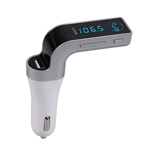 Bluetooth FM Transmitter,HSEE Wireless In-Car FM Adapter Car Kit with USB Car Charging for iPhone, Samsung, LG, HTC, Motorola, Sony and Other Android Smartphone (Silver)